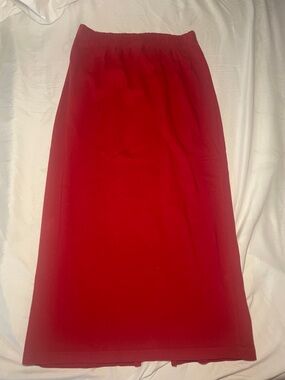 Newport News Solid Red Maxi Skirt with Elastic Waist